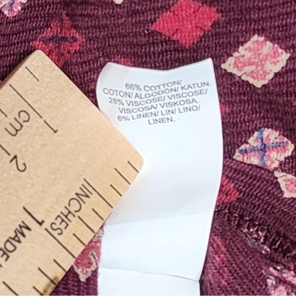 Lucky Brand Geometric Print‎ Long Sleeve Shirt size Large Maroon - Picture 3 of 9